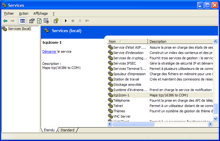 tcp2com as NT service